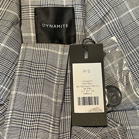 NWT Dynamite Belted Plaid Trench Coat Size S - Picture 7 of 7